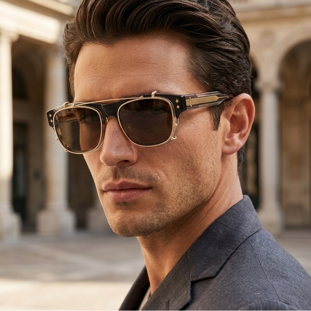 New! Dior CD DIAMONDO S10I 64BB Stylish Crystal Brown Clip On Sunglasses Men